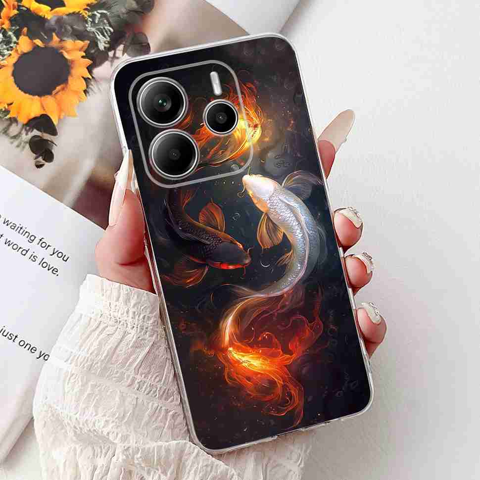 For Xiaomi Redmi Note 14 Pro 5G Case Beautiful Flower Heart Cover Soft Silicone Casing For Redmi Note 14 Note14 4G Cover Coque