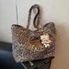 Leopard print canvas bag women's summer autumn new fashion college tote casual large capacity shoulder travel lazy