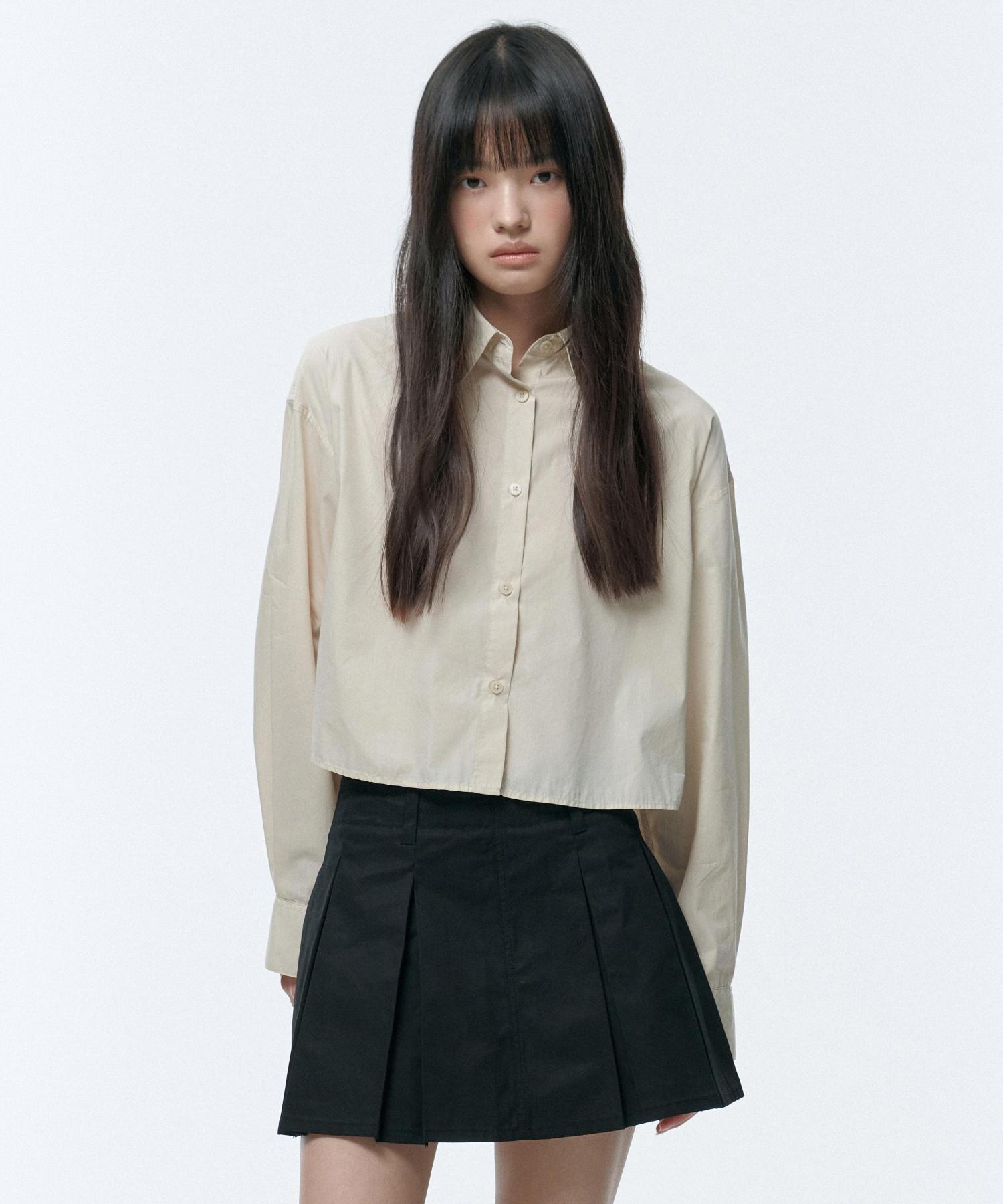 Musinsa Standard Woman Women S Cotton Nylon Oversized Crop Shirt [Light Beige] Light Beige/L
