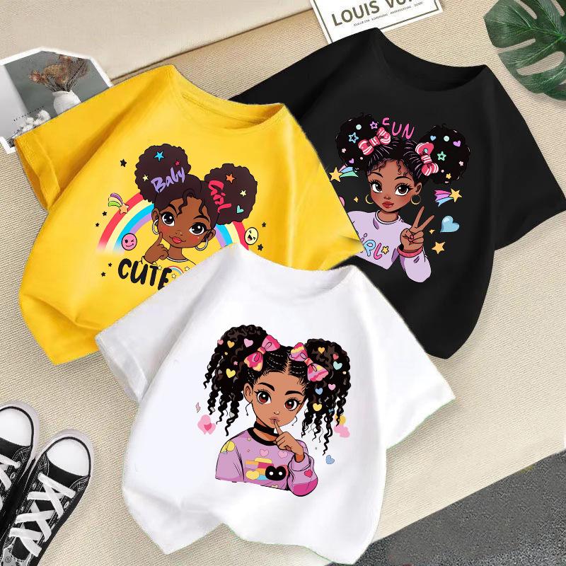 Girls' Cartoon Print Casual Round Neck Short-Sleeve T-Shirt - Summer Collection