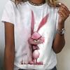 A Fun Rabbit Print Cartoon Design That Combines Casual Elegance. This Trendy Women's Top Features a Comfortable Round Neck T-shirt, Perfect As a Gift