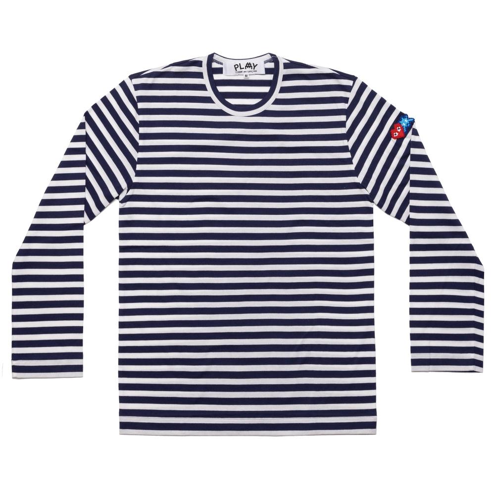 

PLAY CDG Женская полосатая рубашка INVADER LST Темно-белая AZ T331 051 Womens S
