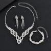 Hot Sale Jewelry Wedding Dress Bride Hollow Full Diamond Women's Necklace Earrings Bracelet Set