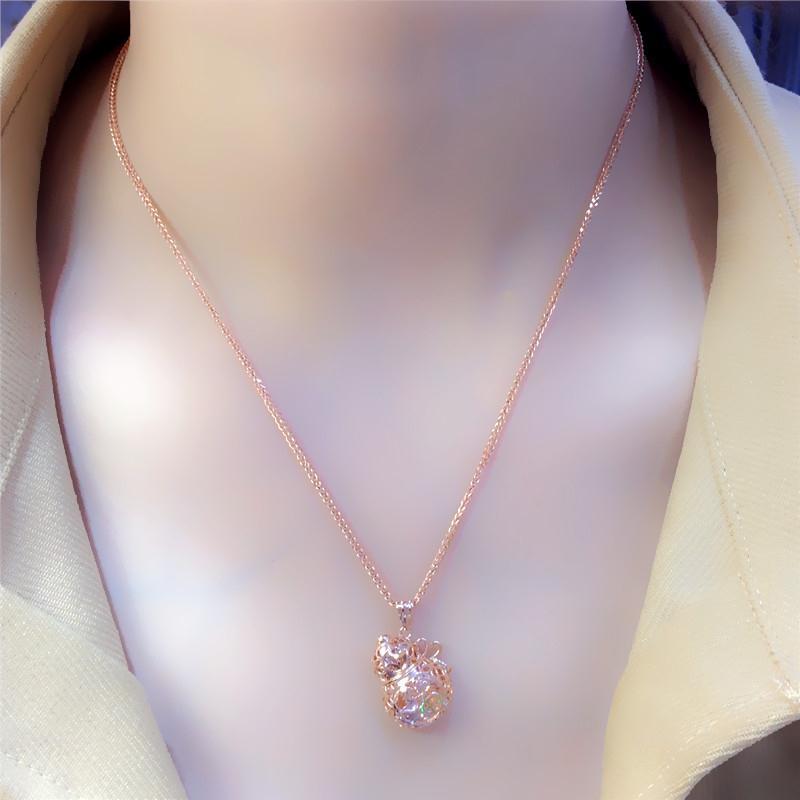 Exquisite Rose-Plated Three-Dimensional Gourd Pendant Russian Purple Gold Classic Fashion 585 Colored Gold Blessing Necklace