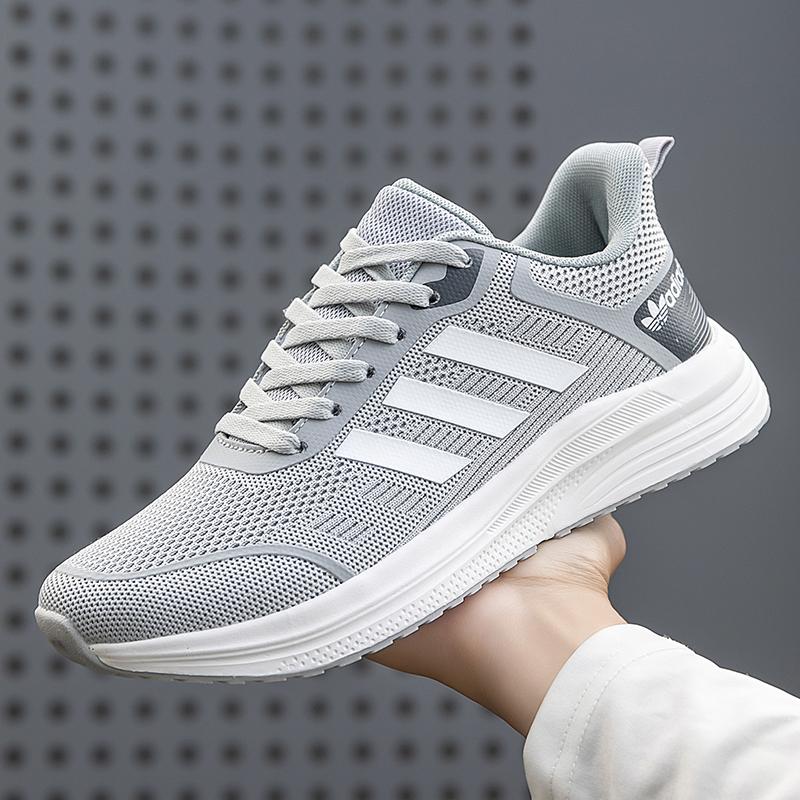 

Новая мода мужская обувь Four Seasons удобная обувь для студентов и мальчиков трендовые мягкие подошвы дышащие повседневные кроссовки для бега 44 серый/белый