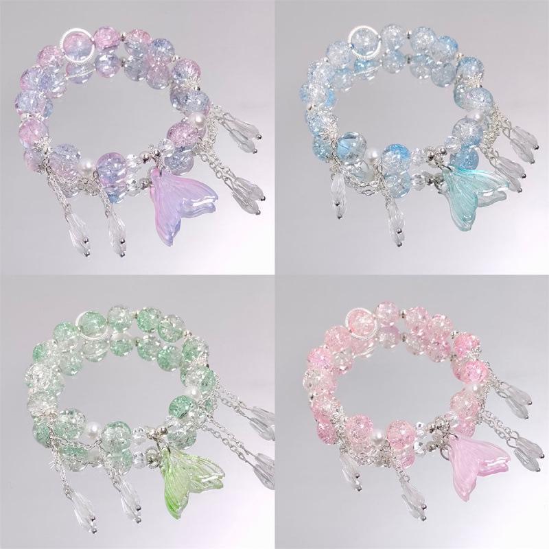 Colorful Crystal Beaded Fishtail Bracelet: Sweet, Fairy-Inspired Gift for Best Friend or Girlfriend - Perfect for May Day Outings