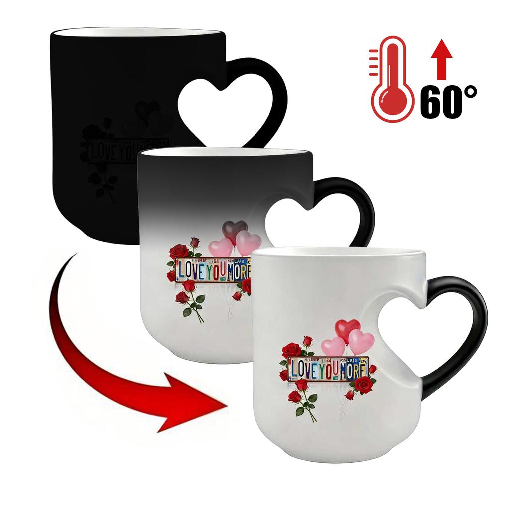 Fun Heart-shaped Color-changing Ceramic Mug Ceramic Discoloration Coffee Tea Milk Mugs Novelty Gifts Dad Mothers Day Gift