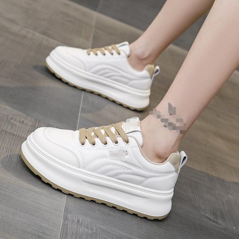 Sports- und Freizeitschuhe mit Plateausohle für Damen, Herbstneuheit, vielseitig, weichsohlig, weiße Schuhe, Brothöhe, Plateauschuhe
