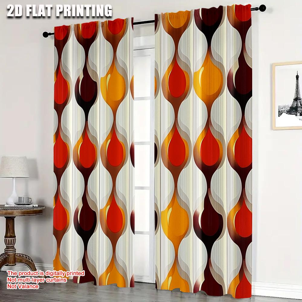 

Plane Printing Print Curtains Abstract Orange White Versatile Fabric Without Rod Room Decor Ldeal Living Set Of 2 Made Polyester Great W100*H70(CM)-Rod Pocket&1PCS