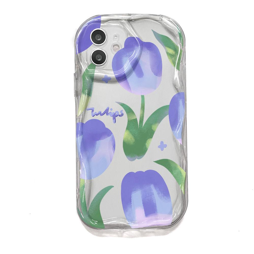Purple Tulip for iPhone17promax Phone Case Apple 16 Cream Wave 14/13 Soft Case 15