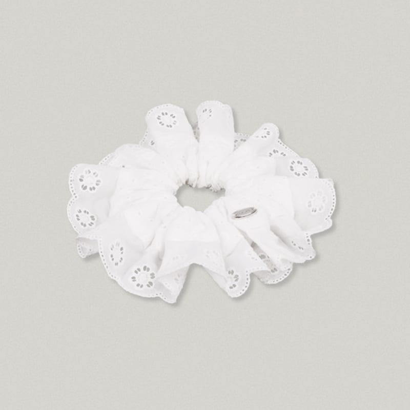 FOLNUA FLORAL LACE HAIR SCRUNCHIE [WHITE]