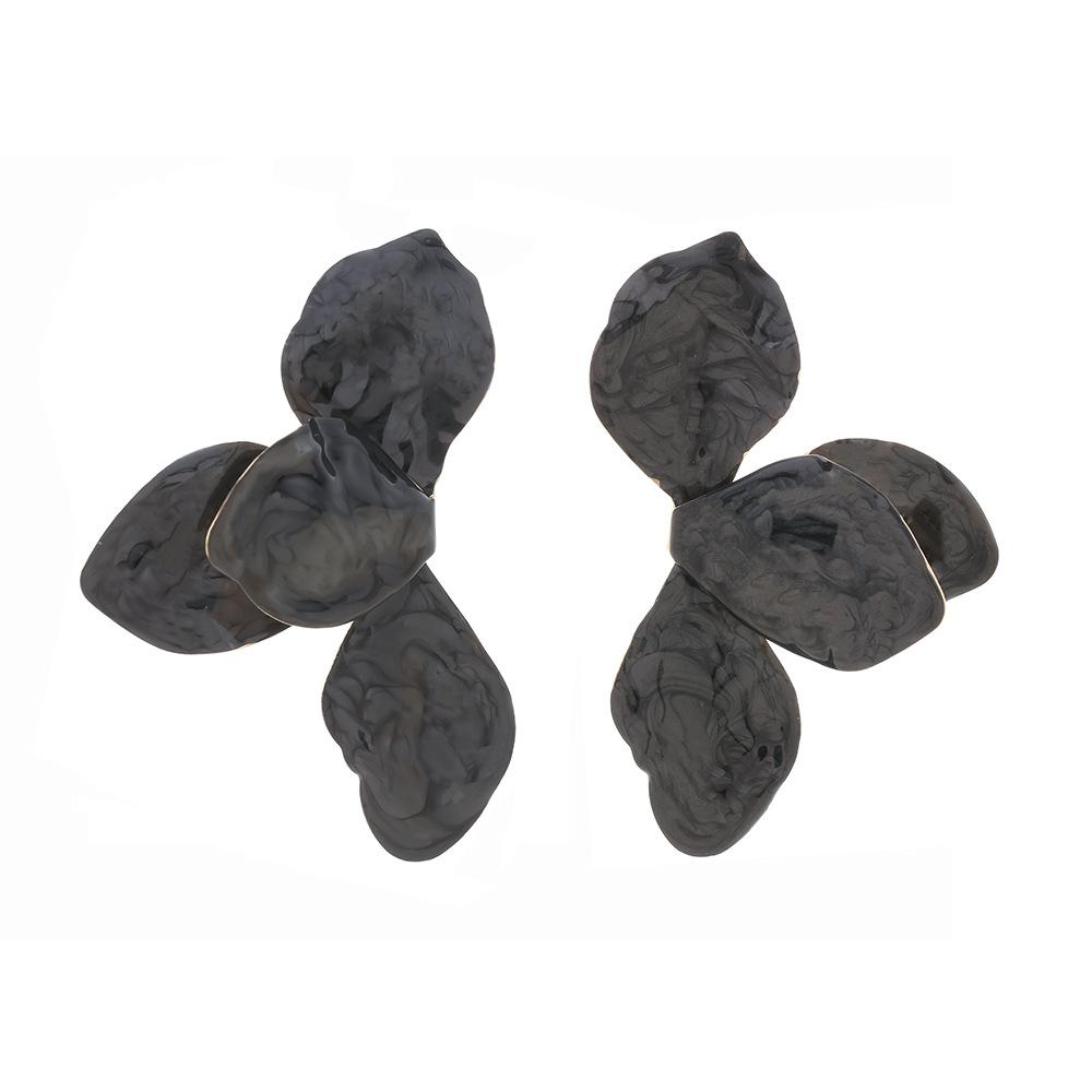 

Metal Flower Petal Stud Earrings ZAA New Women s Exaggerated Minimalist Design Zircon Accessories чорний