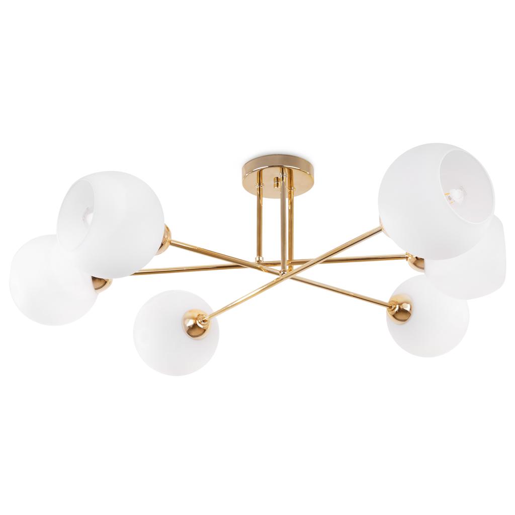 Asturia Gold Ceiling Lamp 6-Flat White Lampshade E27