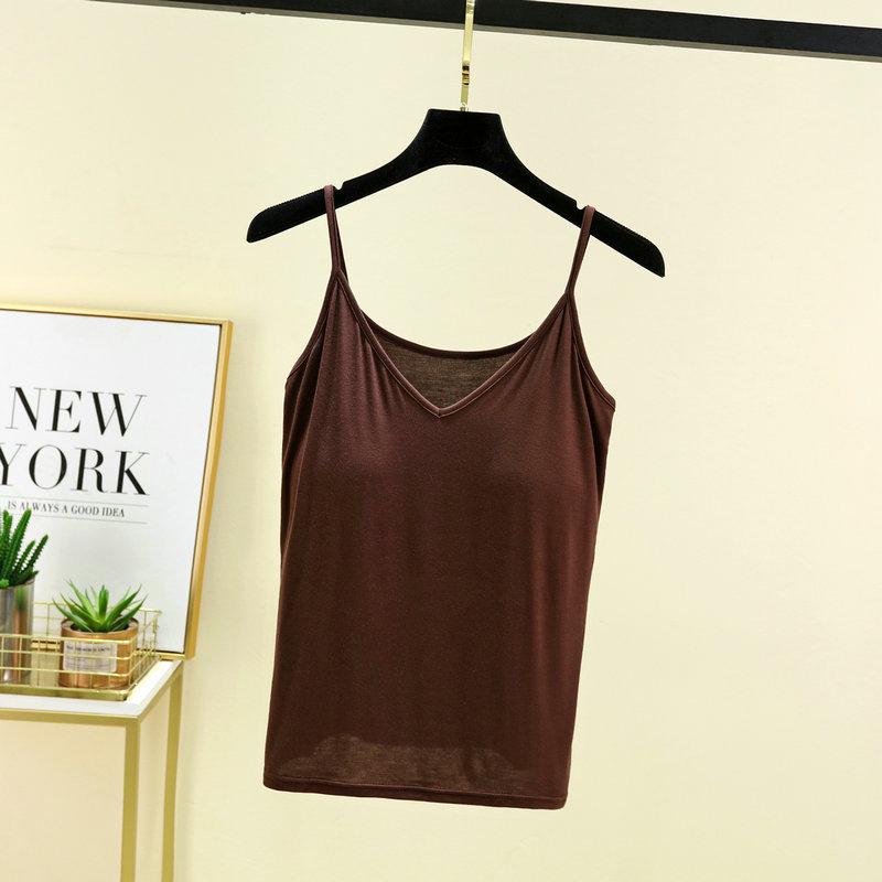 Women's Summer V-Neck Padded Camisole - Slimming Sleeveless Base Layer Top