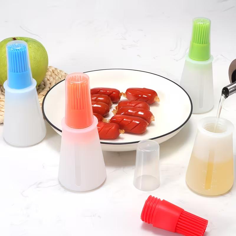 Oil Dispenser Bottle with Silicone Basting Brush Heat Resistant Cooking Brush for BBQ, Baking, Grilling and Kitchen Use