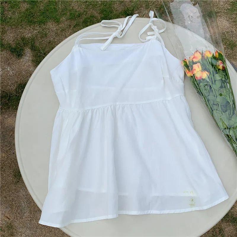 2023 Nové jednobarevné top bez rukávů dámské letní design s volánkovým okrajem Temperamentní tílko