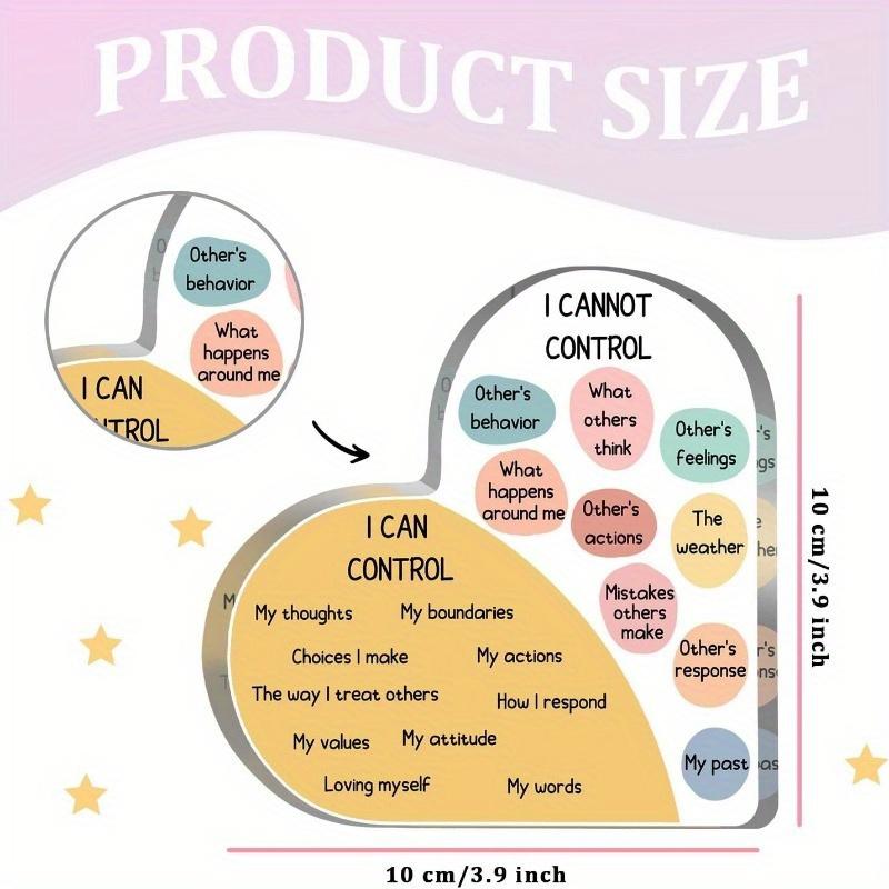 Things I Can Control Mental Health Decor, Acrylic Heart Gifts Mindfulness Decor for Therapy Office, School Counselor