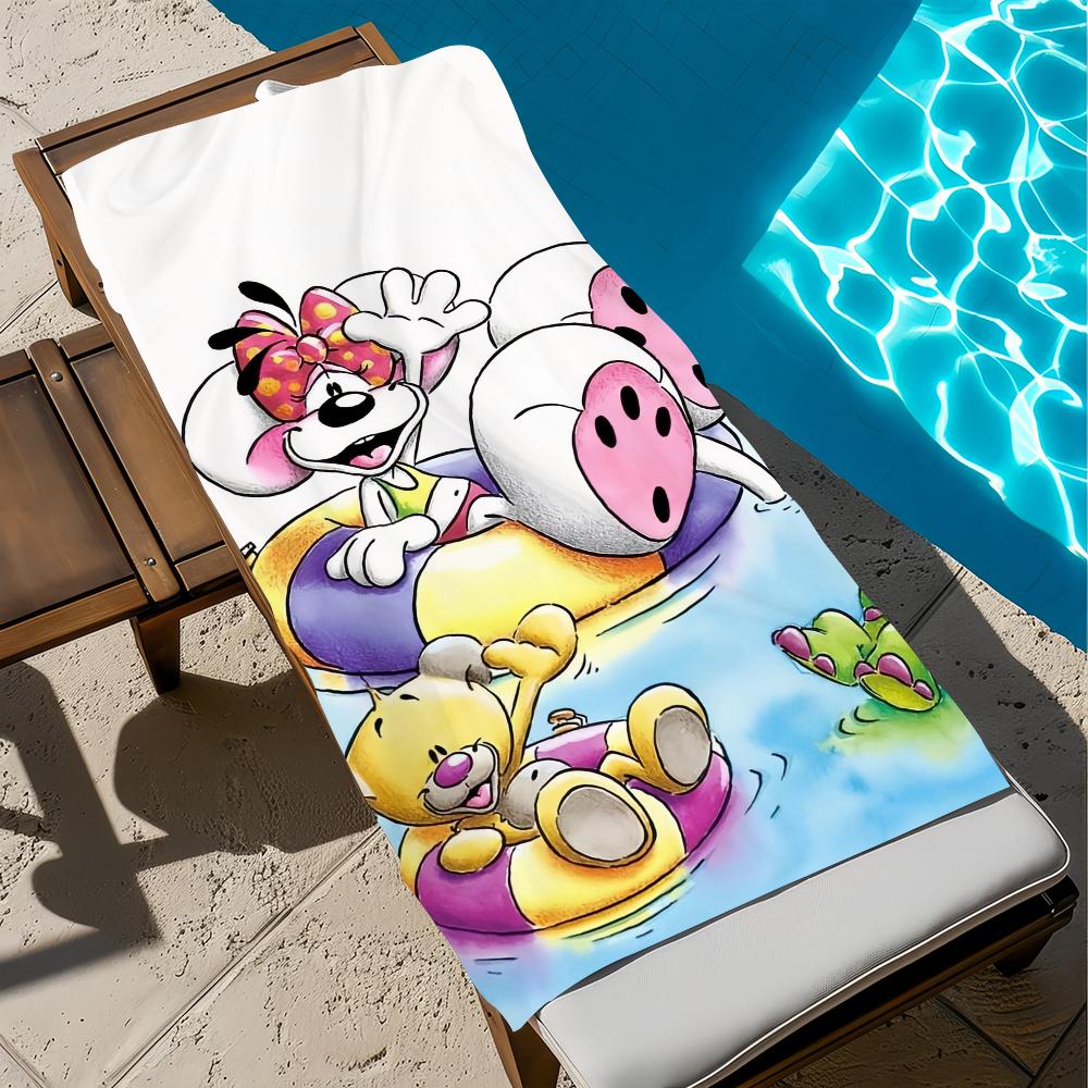 D-Diddl-l Cartoon Towel Large Quick-Drying Microfiber Soft Beach Towel for Travel Fitness Sauna Bathing Camping