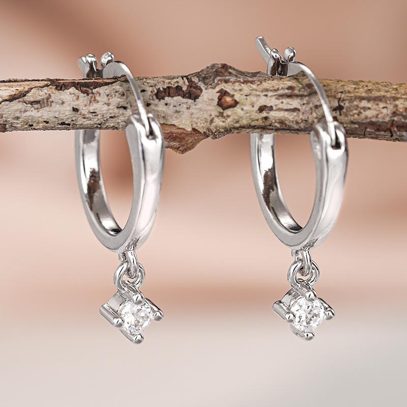 Gold Plated Mini Huggie Hoop Earrings with Solitaire CZ Drop, Dainty Dangling Crystal Earrings for Women