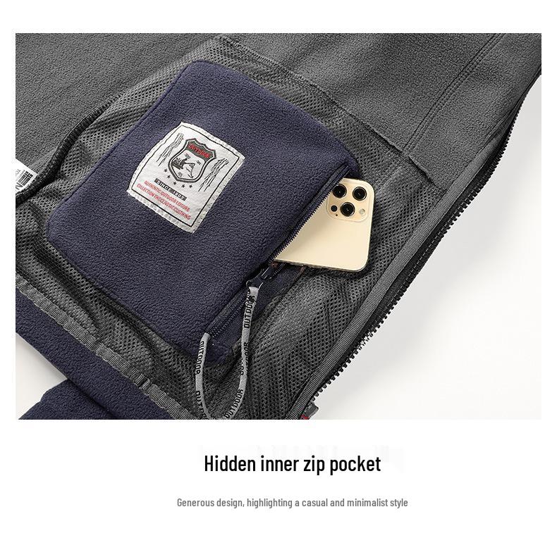 Veste polaire double face pour homme - Manteau décontracté d'extérieur Automne/Hiver 2022 (Style 2218)