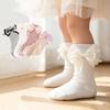Spring Autumn Baby Girls Socks Korean Sweet Big Bow Princess Socks Infant Toddler Soft Cotton Mid-tube Double-needle Socks 0-3Y