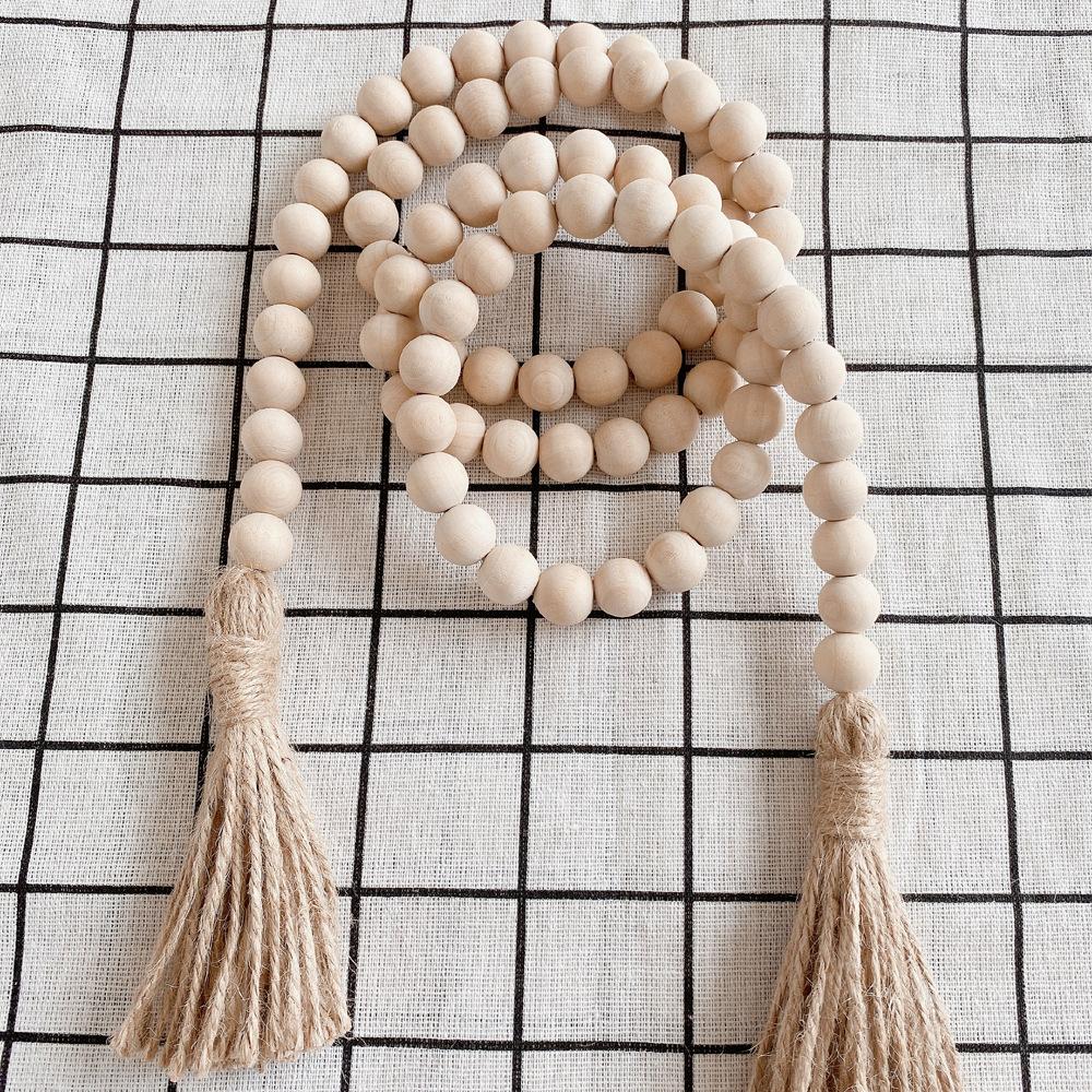 3-piece Wooden Beads Strings Pastoral Color Wooden Beads Tassels String Home Decoration Pendant
