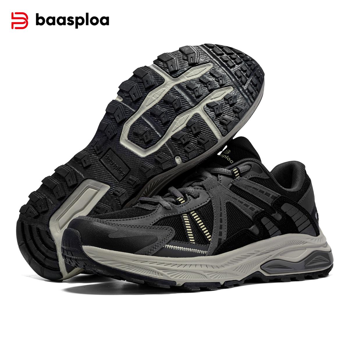 

Мужские кроссовки Baasploa для бега на открытом воздухе, винтажная мужская спортивная обувь высокого качества, соответствующая высококачественной нескользящей износостойкой мужской брендовой походной обуви 41 темно-серого