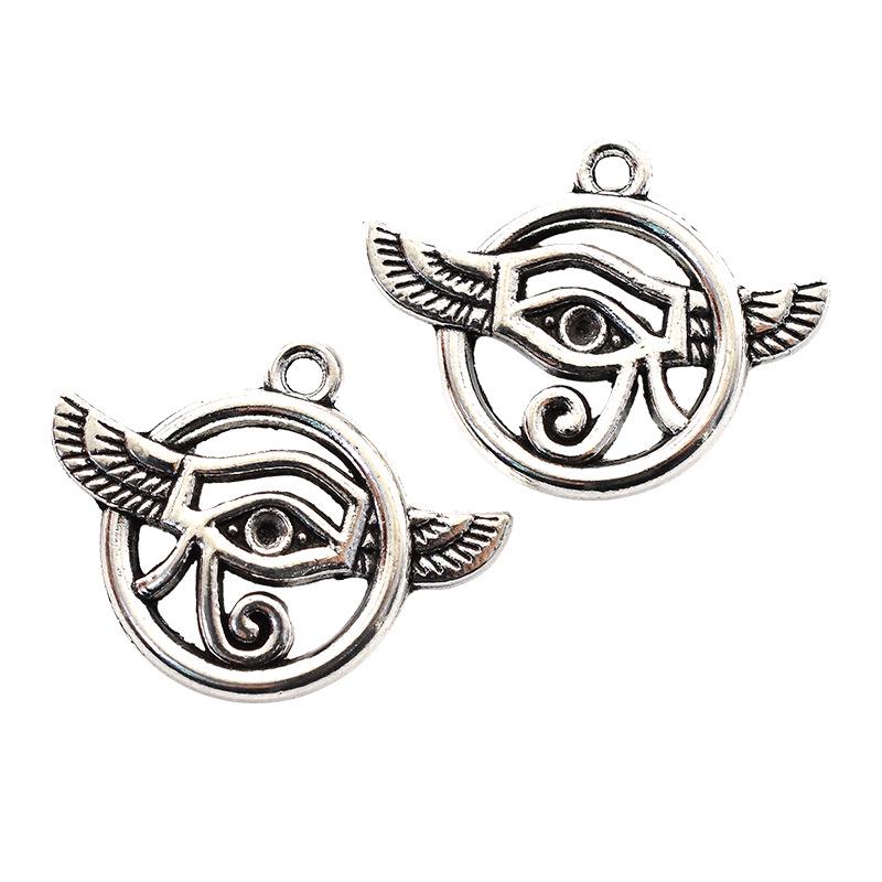 DIY Alloy Jewelry Accessories: 16 Antique Silver Horus Eye Pendants Set