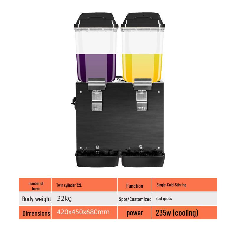 Tenggong Hot & Cold Beverage Dispenser with Dual & Triple Cylinder Options for Juices and Milk Tea, Self-service Stirring Spray