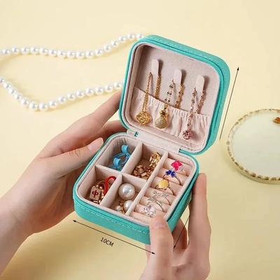 Mini Jewelry Storage Box Portable Family Travel Earrings Necklace Storage Box Female Ring Organizer PU Leather Display Boxes