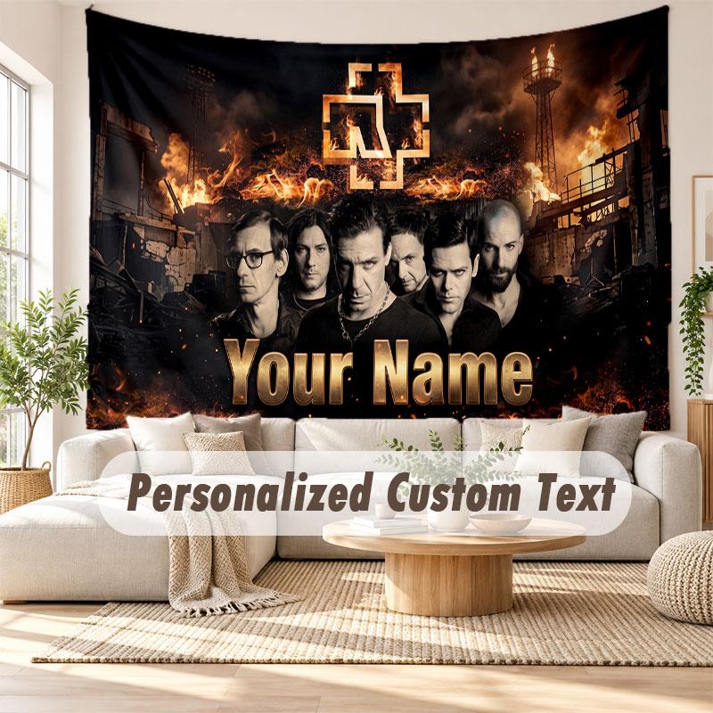 Custom Name Wall Hanging Tapestry,Rammstein Decorative Backdrop Tapestry For Dorm Home