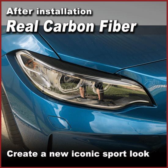 2xCarbon Fiber Headlight Eyebrow Eyelid for BMW M2 F22 F87 F23 220i M235i 14-18