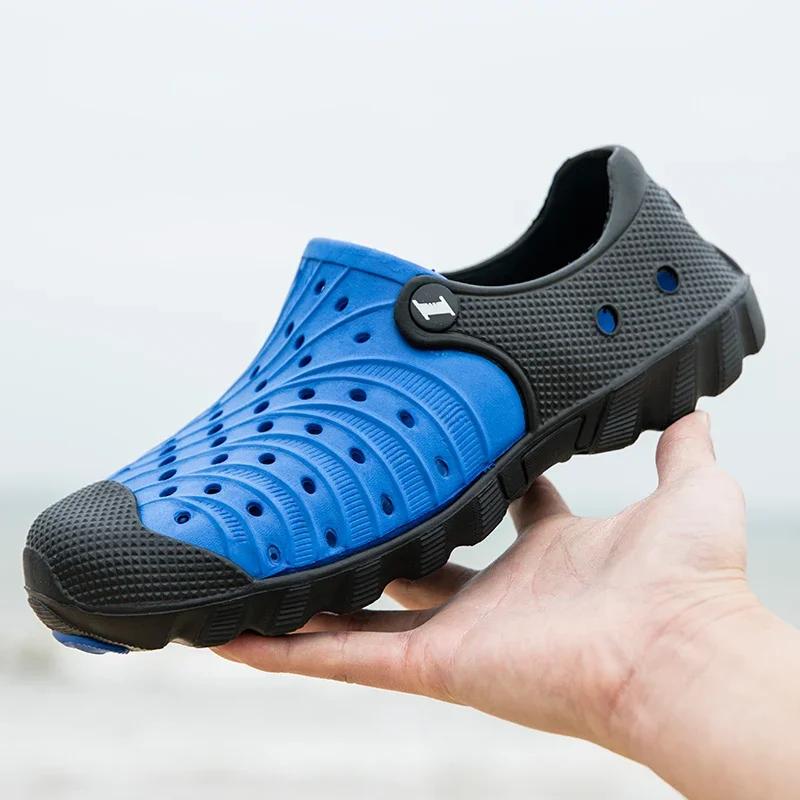 2025 Men's Summer Shoes Sandals Men's Outdoor Comfortable Anti Slip Tear Sandals Hollow Breathable Shoes Fashion Beach Slippers