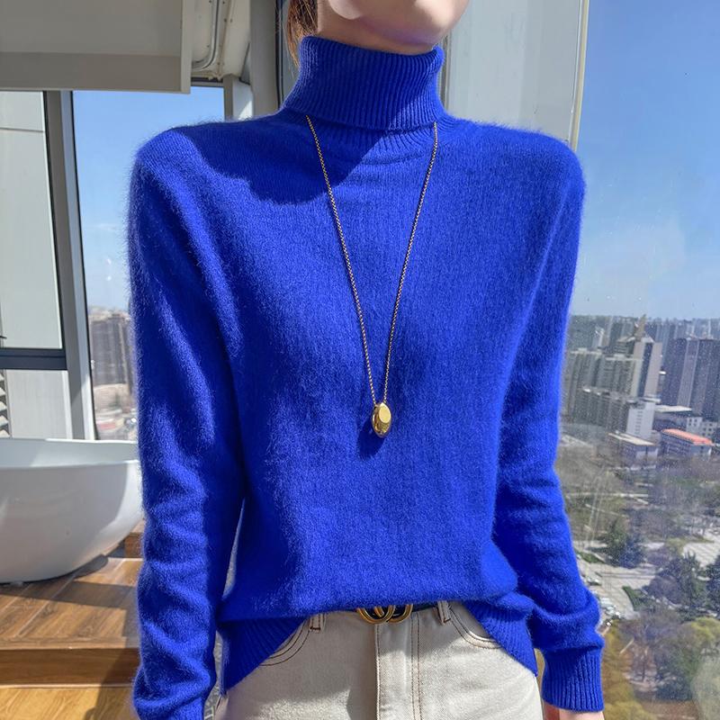 Damen Kaschmirpullover Qinghe Kaschmir 30% Kaschmir 30% Nerz 30% Wolle 10% Nylon Dicker Kaschmirpullover für Damen im Herbst und Winter, weich und warm