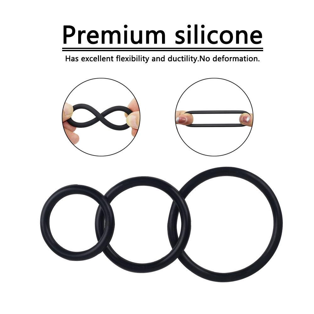 Men's Silicone Penis Ring Set - Extra Thick Enlargement & Masturbation Rings, Adult Sex Toys