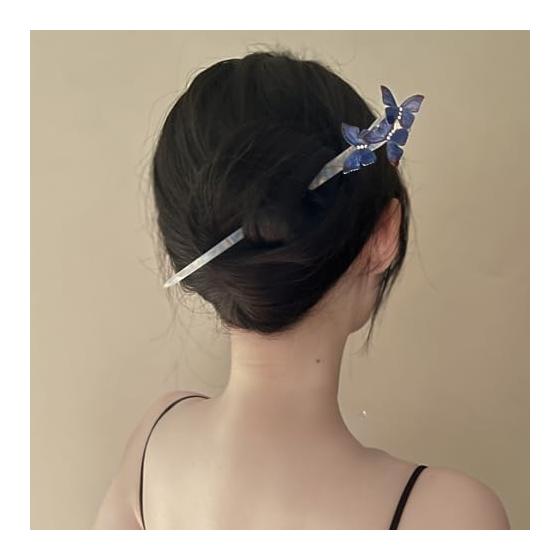 Tortoiseshell-style Hair Stick, Single Prong Hairpin, Simple Hair Accessory for Yukata, Pearl-colored Butterfly, Ethnic Style Hair Stick, Japanese