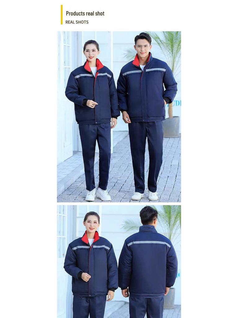 Herren Verdickte Winter Gefütterte Arbeitsjacke mit Stehkragen für Baustellen