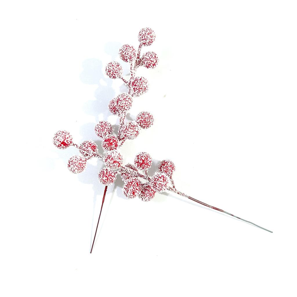 Simulation Of 12 Holly Fruit, Snowflake Red Berry Shopping Mall Lucky Bucket Accessories Decoration New Year'S Rich Fruit Christmas Fruit