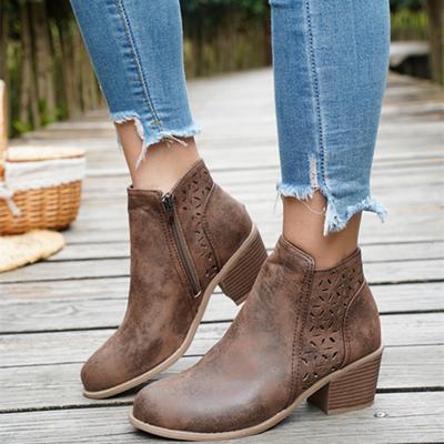 Plus Size Shoes for Women Winter Autumn Fashion Women 36-43 Pointed Toe Non-slip Platform Ankle Boots Mid Heel Women Footwear