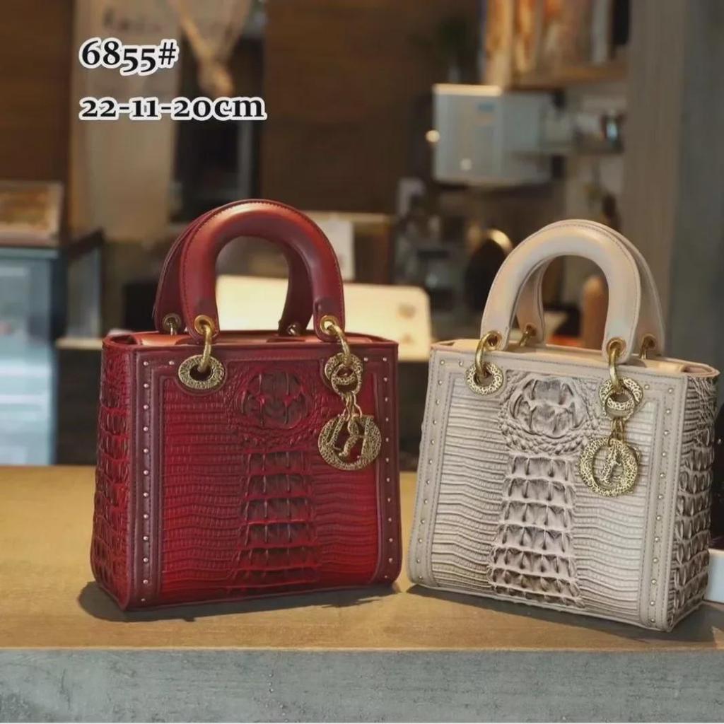 Geantă de mână din piele moale cu model de crocodil roșu pentru femei 2024 - Geantă de nuntă Prințesa Diana