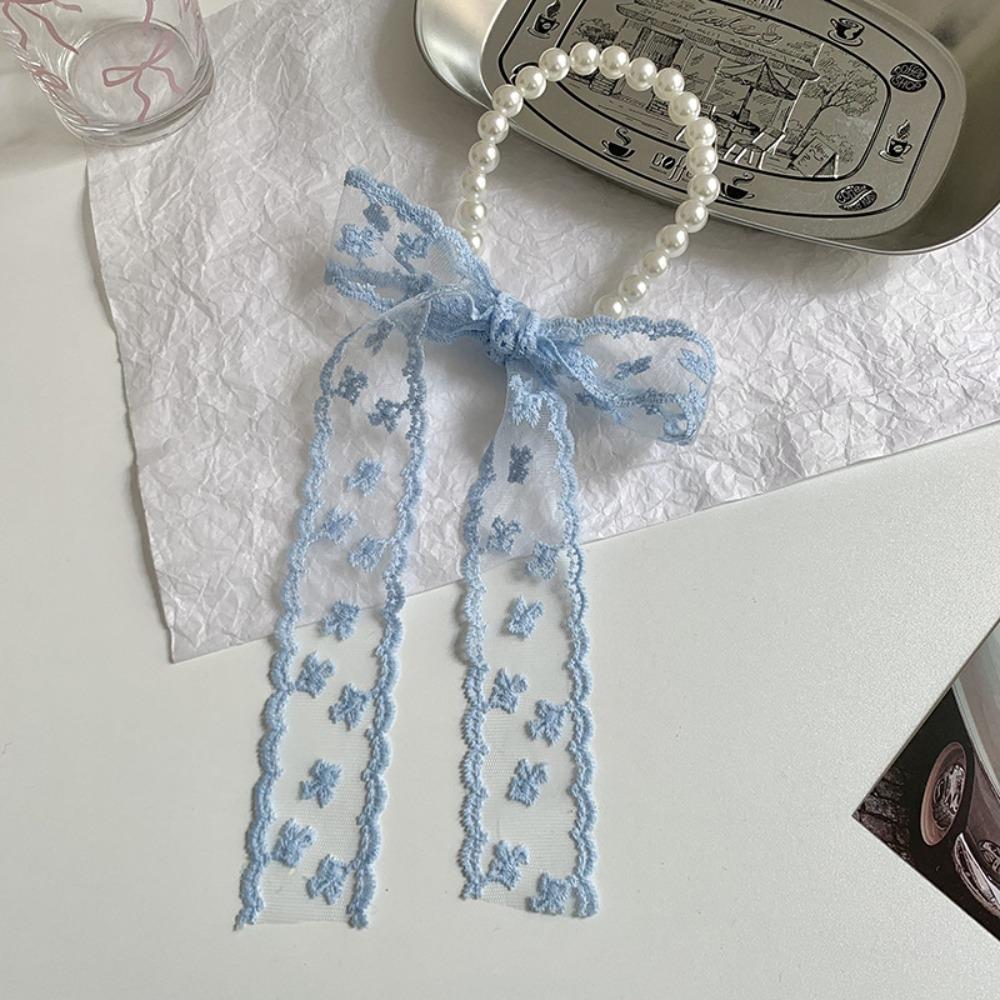 Korean Style Lace Scarves Lace Up Ribbons Necklaces Fashion Pearl Choker  Girl