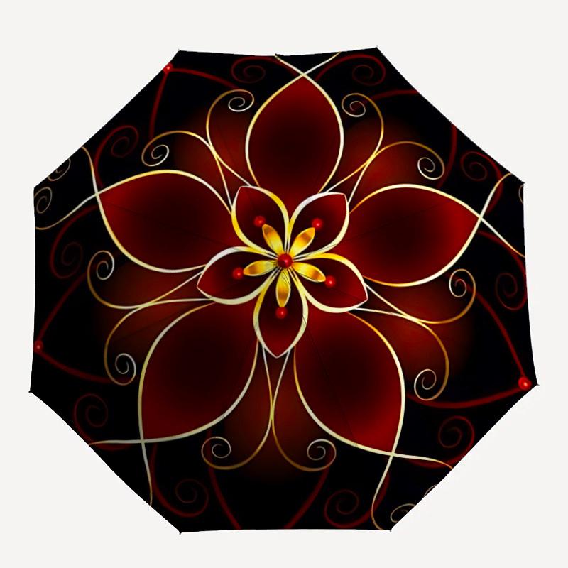 1pc Floral Mandala Automatic Opening/Closing Umbrella with Operation & Windproof Canopy - Folding Design, Holiday Gift yy260225173