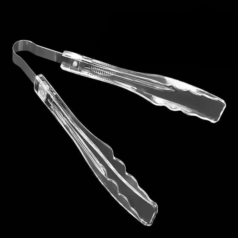 Hot Sale 3/1Pcs Plastic Buffet Serving Tongs Mini Utensil Appetizers Clear Kitchen 8.4 Inch Small Ice