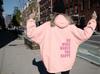 Women's Plus Velvet Hoodie with Kangaroo Pocket – Trendy Loose Fit, Letter Print, Drawstring Hood, 2026 Collection.