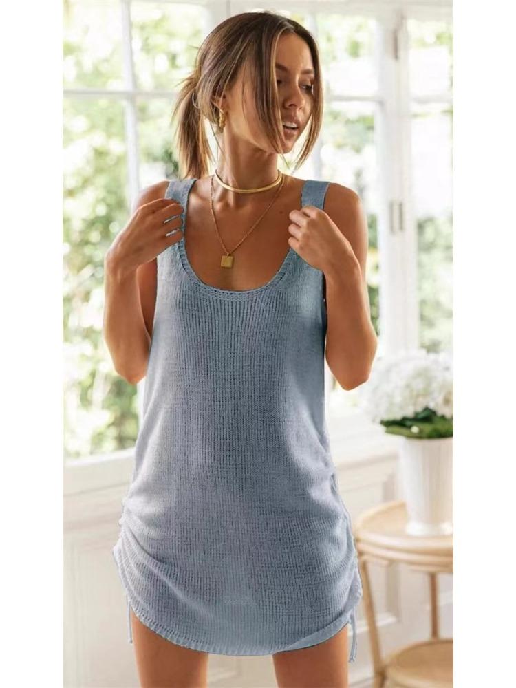 Dámské Sexy Pletené Plážové Bikini Cover-up Bez Zad Letní Pohodlné Šaty Lehké Vysoce Rozpoznatelné Elegantní s Lichotivým Chic Šaty