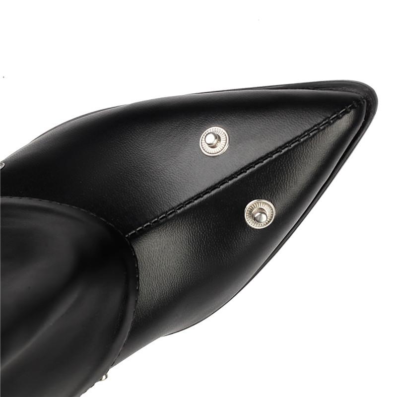 Dames høye hæler sexy europeisk og amerikansk stil nye spisse tynne hæler store størrelser middels støvletter