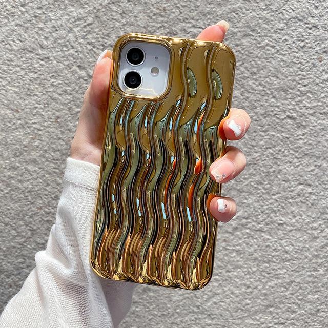 Luxury Silver 3d Water Ripple Plated Electroplated Case For Iphone 14 Pro Max 13 12 11 14 Plus Plating Purple Shockproof Cover