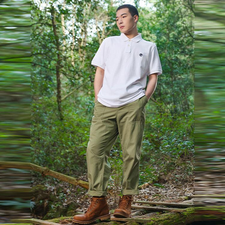 Timberland Venkovní ležérní jednobarevné polo tričko s krátkým rukávem Pánské topy Bílé A62T5-100