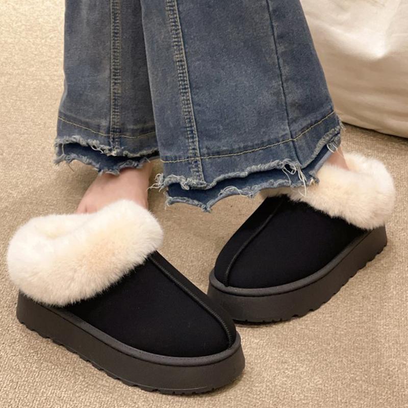Fashion Comfortable Faux Furry Snow Boots Women Winter 2025 Solid Color Platform Ankle Boots Woman Sewing Plus Size Warm Booties Ladies