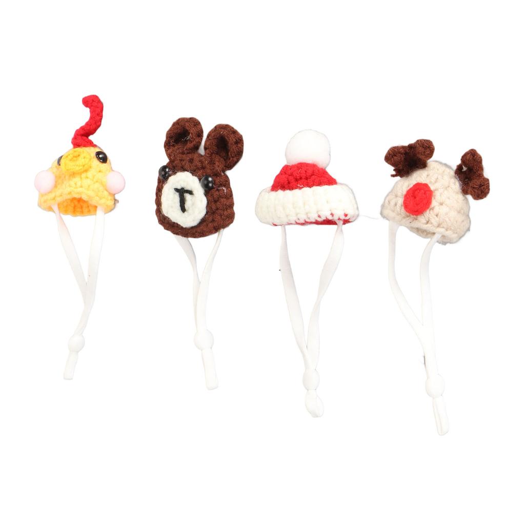 4 peças Chapéu Tricotado para Pequeno Animal Bonito Engraçado Moda Respirável Chapéu de Hamster com Alça Ajustável para Coelho Hamster Lagarto